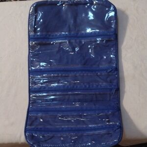 Blue Hanging Organizer with Clear PVC Pockets